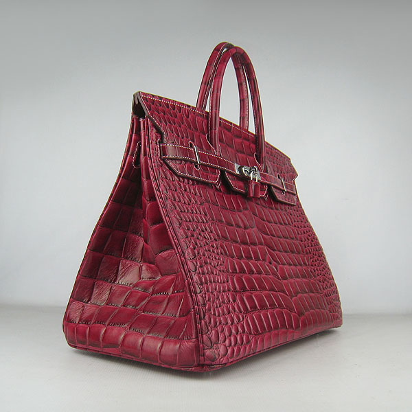 Replica Hermes Birkin 40CM Crocodile Veins Leather Bag Wine 6089 Online